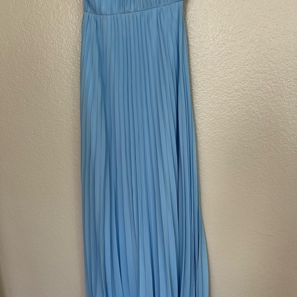 NWOT Admirable Elegance Light Blue Pleated Bustier Maxi Dress - Picture 10 of 10